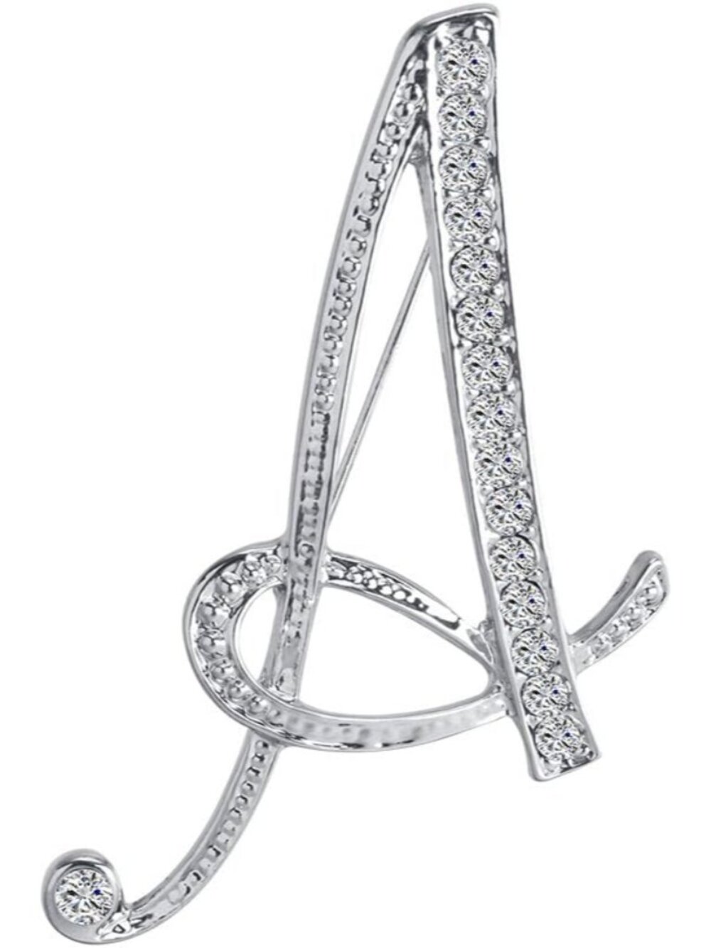 A-Z 26 Letters Pins Brooches Silver Plated Metal Broaches Pins-Clear Crystal Ini - Picture 1 of 6